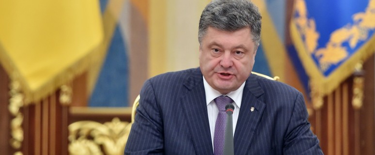 Ukrainian President Petro Poroshenko speaks during a National Security and Defence Council sitting in Kiev on June 16, 2014. Poroshenko said during the opening of the sitting that a ceasefire was the beginning of his peace plan for resolving the conflict in eastern Ukraine.  AFP PHOTO/ SERGEI SUPINSKY        (Photo credit should read SERGEI SUPINSKY/AFP/Getty Images)